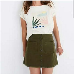 Madewell green button Down skirt
